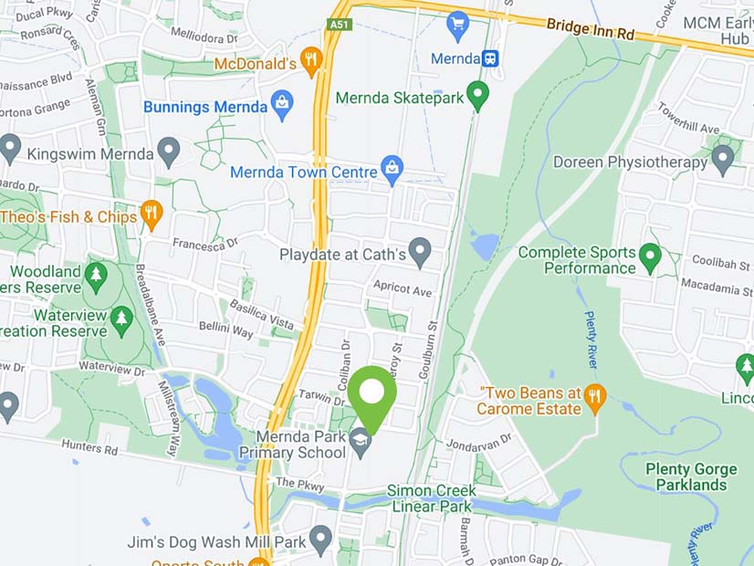Location map image of the Mernda YMCA Early Learning Centre